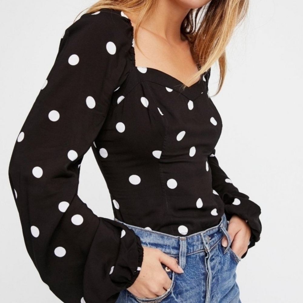 Free People Be My Lover Polka Dot Cropped Top
